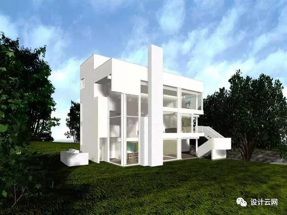 理查德·迈耶——史密斯住宅SU模型/CAD图纸PPT文本源文件-4