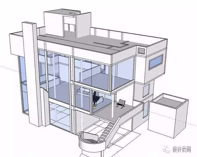 理查德·迈耶——史密斯住宅SU模型/CAD图纸PPT文本源文件-5