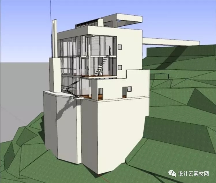 理查德·迈耶——道格拉斯住宅SU模型/CAD图纸/PPT源文件精选-4