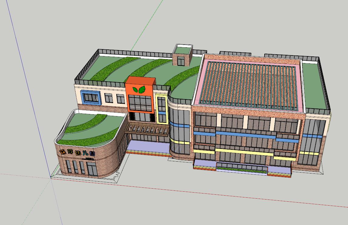007 九班幼儿园建筑设计两个方案SU模型（CAD+SU）-3