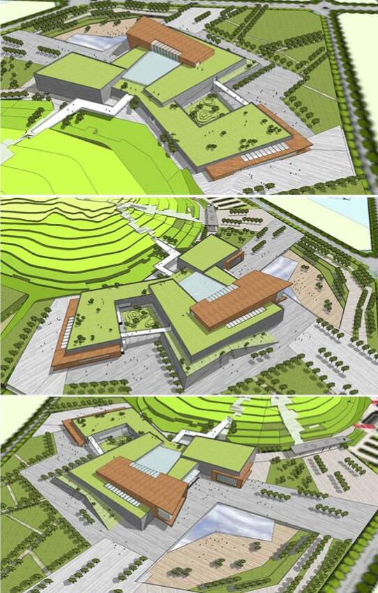 田园坡地建筑艺术文化展览馆博物馆方案设计SU模型SkechtUp...-2