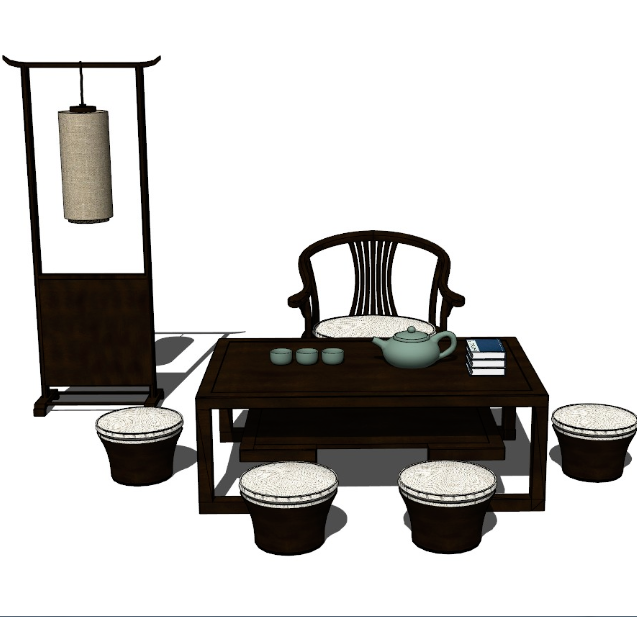 书桌茶桌 SU模型一 (11)-1