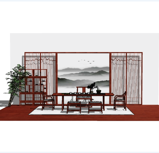 桌椅套装SU模型一 (19)-1