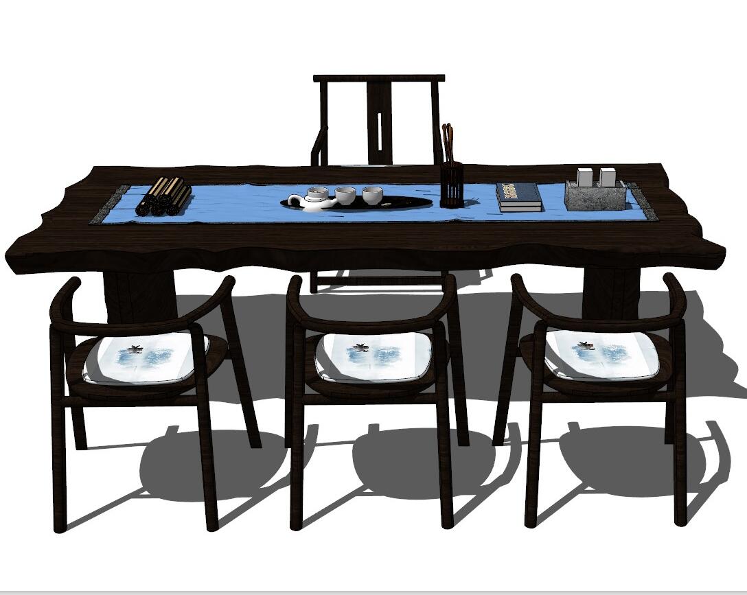 书桌茶桌 SU模型一 (4)-1