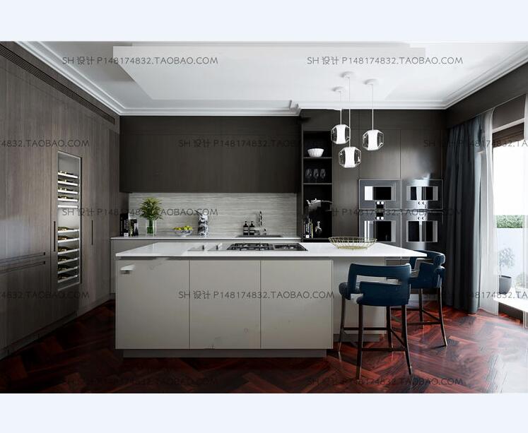 伦敦设计事务所Oliver Burns设计Beau House精致的当代风格公寓现代厨房[模型ID226916].jpg