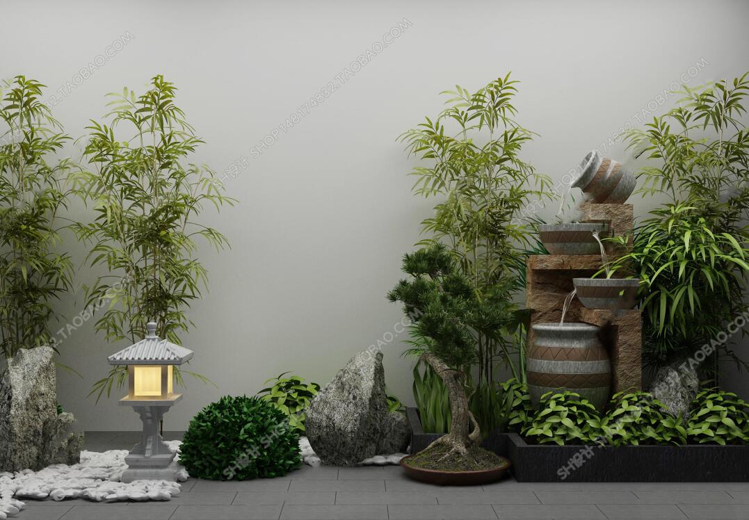 新中式绿植景观园艺小品3D模型ID：430513.jpeg