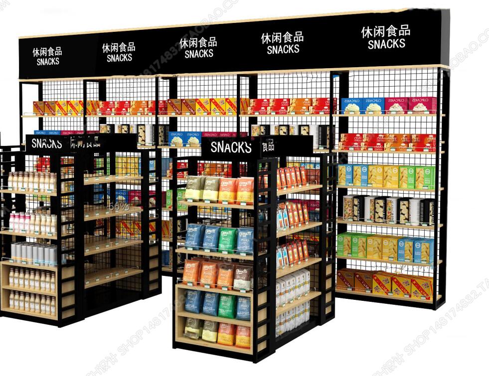 现代休闲零食超市货架组合3D模型ID：363121.jpeg