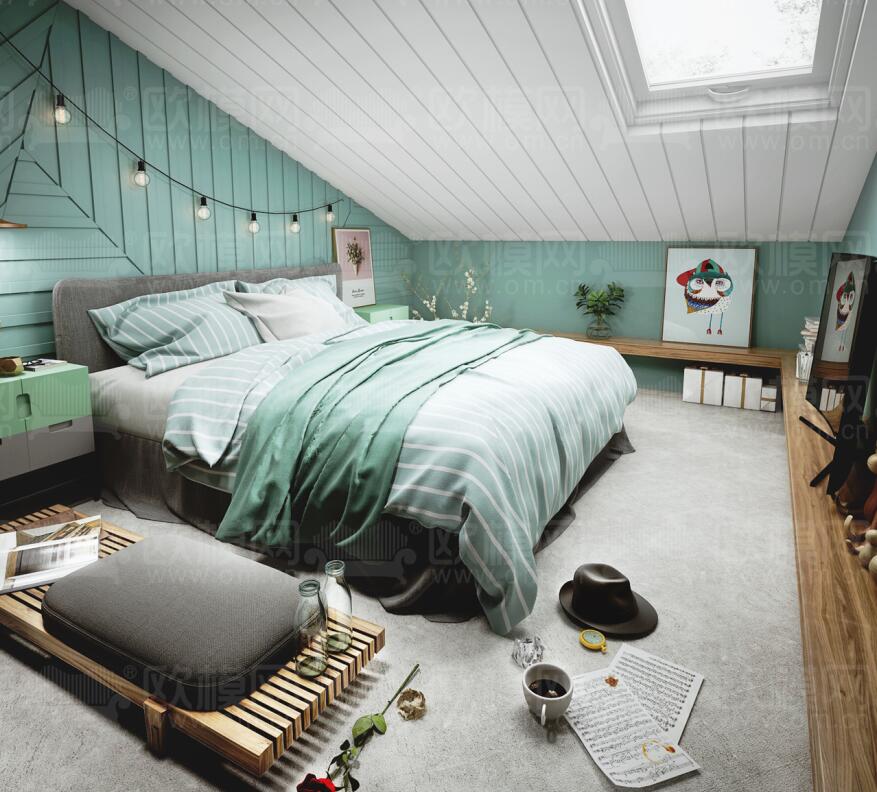 卧室家装空间3Dmax模型 (17)-1
