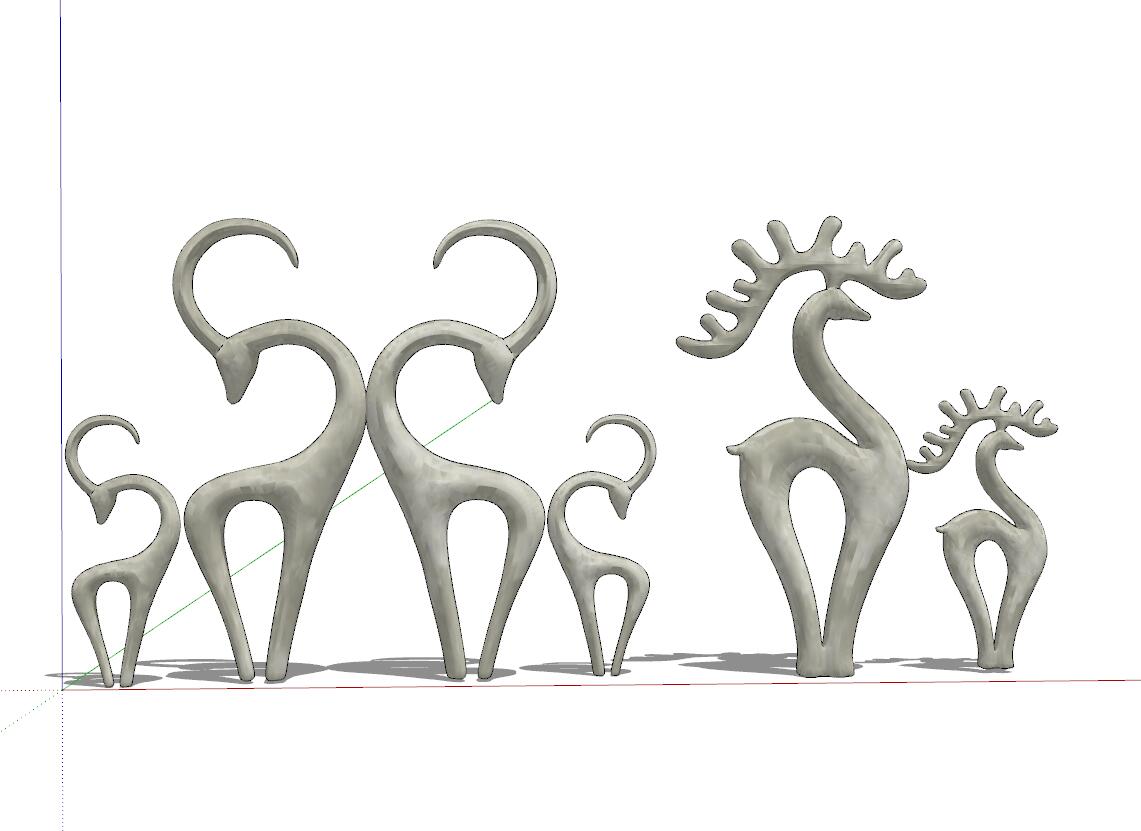 鹿雕塑SU模型 (9)-1