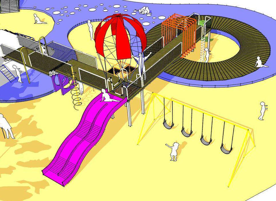 现代儿童游乐活动设施SU模型 住区儿童活动节点sketchup模型-1