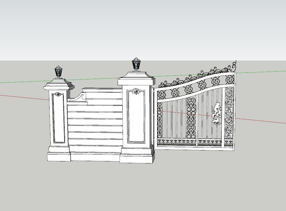 栏杆围栏SU模型 (3)-1