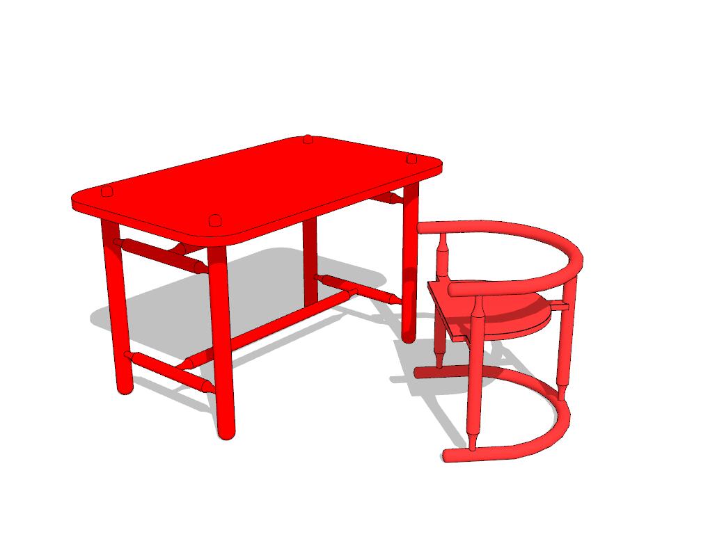 儿童桌椅SU模型 (14)-1