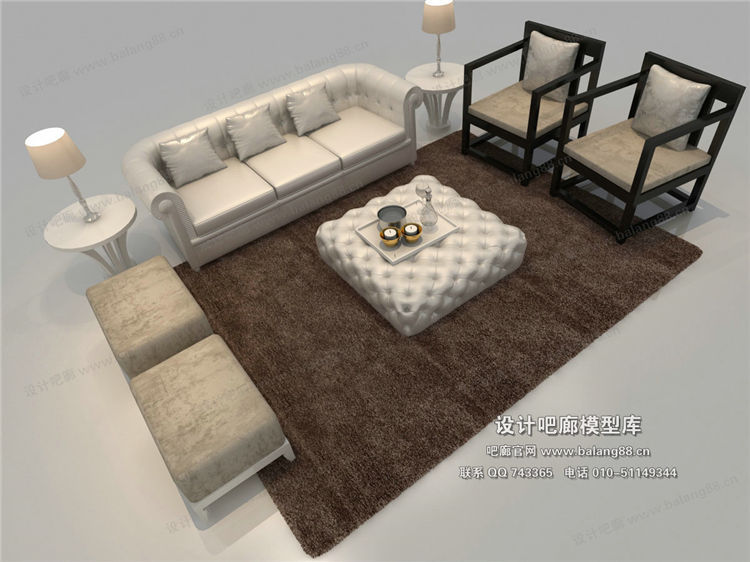 欧式风格沙发组合3Dmax模型 (32)-1