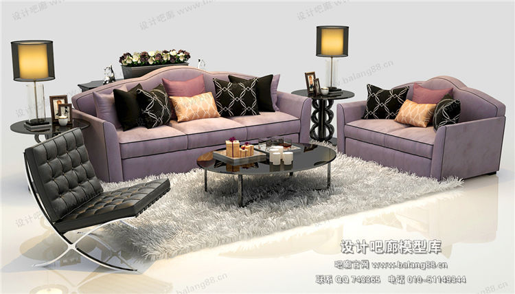 欧式风格沙发组合3Dmax模型 (57)-1