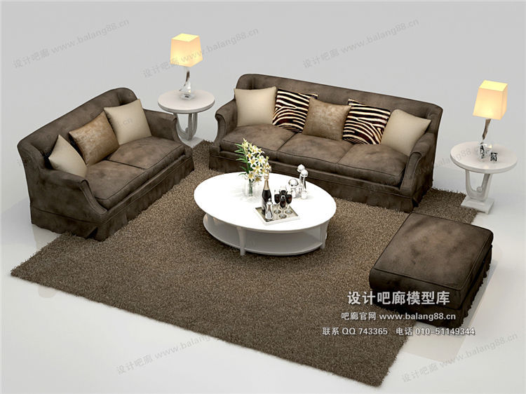 欧式风格沙发组合3Dmax模型 (61)-1
