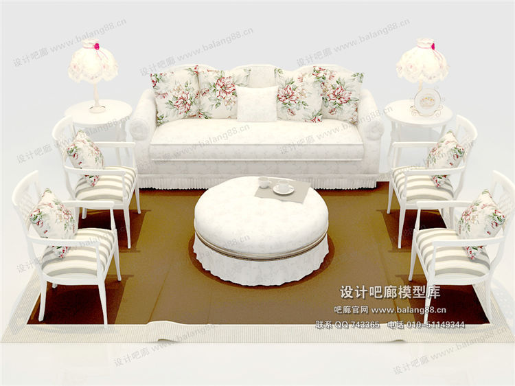 欧式风格沙发组合3Dmax模型 (65)-1