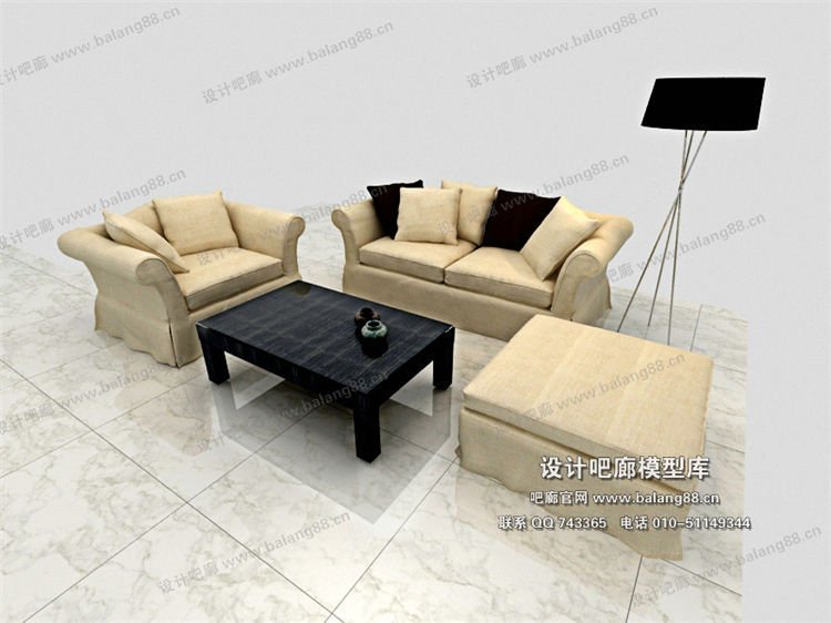 欧式风格沙发组合3Dmax模型 (81)-1