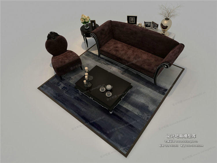 欧式风格沙发组合3Dmax模型 (98)-1