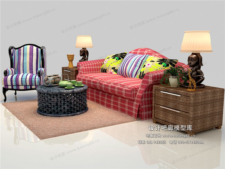 欧式风格沙发组合3Dmax模型 (102)-1