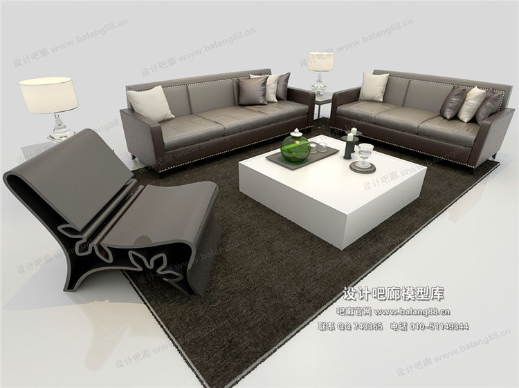 现代风格沙发组合3Dmax模型 (3).jpg