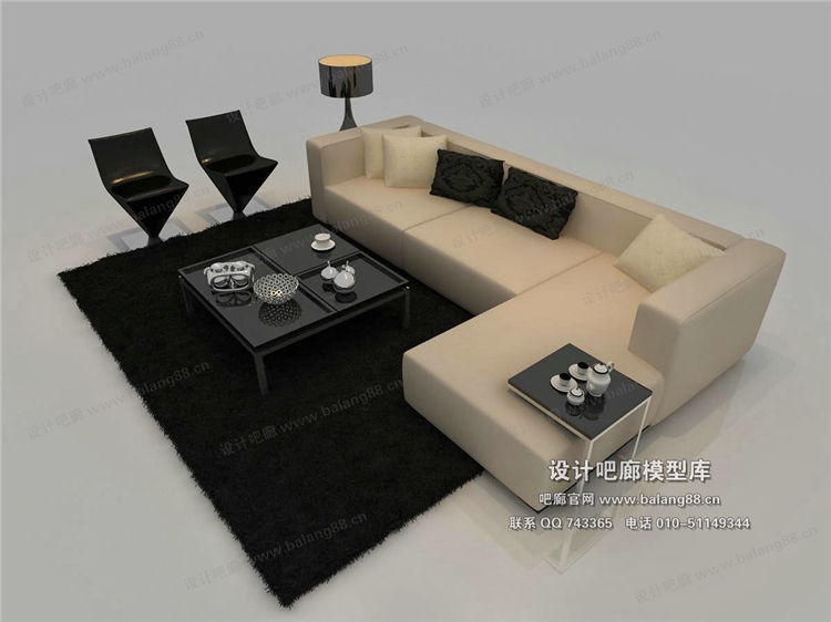 现代风格沙发组合3Dmax模型 (11)-1