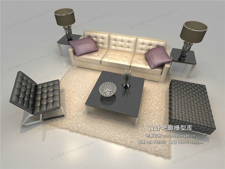 现代风格沙发组合3Dmax模型 (12)-1