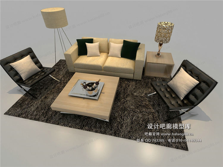 现代风格沙发组合3Dmax模型 (20)-1
