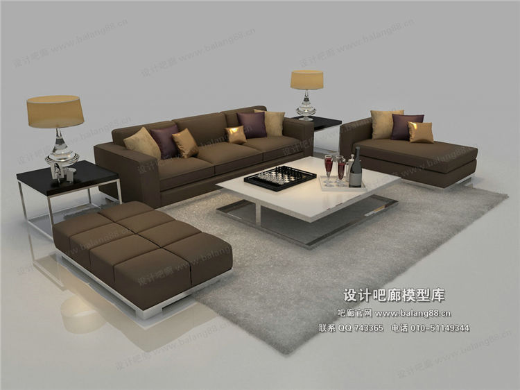 现代风格沙发组合3Dmax模型 (22)-1