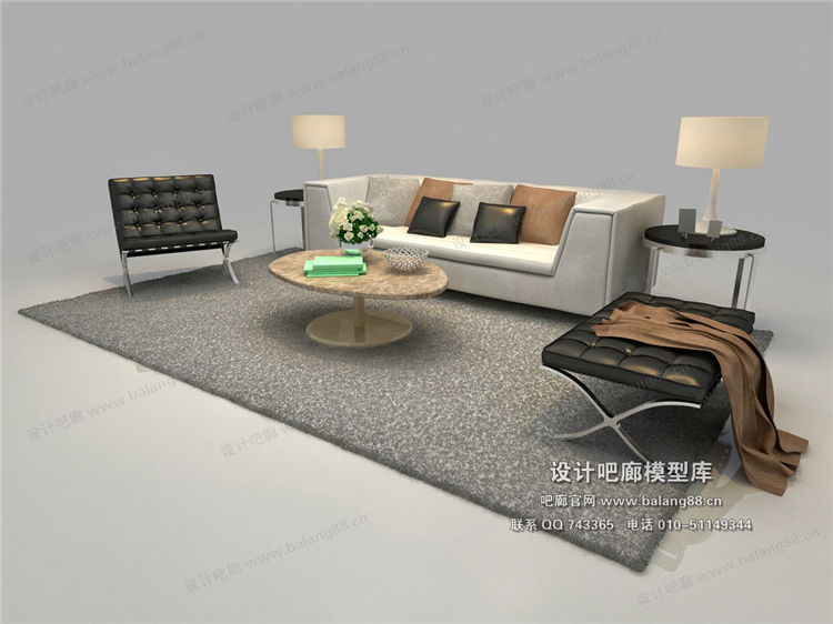 现代风格沙发组合3Dmax模型 (27)-1