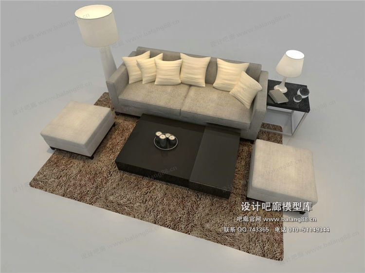 现代风格沙发组合3Dmax模型 (30)-1