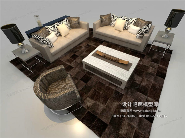 现代风格沙发组合3Dmax模型 (31)-1