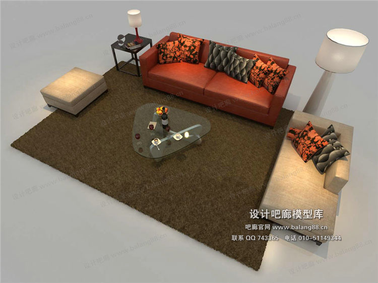 现代风格沙发组合3Dmax模型 (32)-1