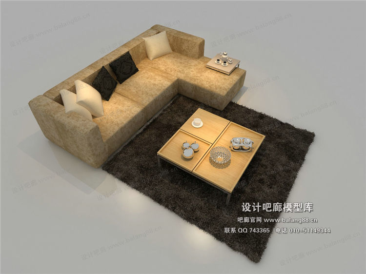 现代风格沙发组合3Dmax模型 (37)-1