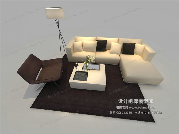 现代风格沙发组合3Dmax模型 (39)-1