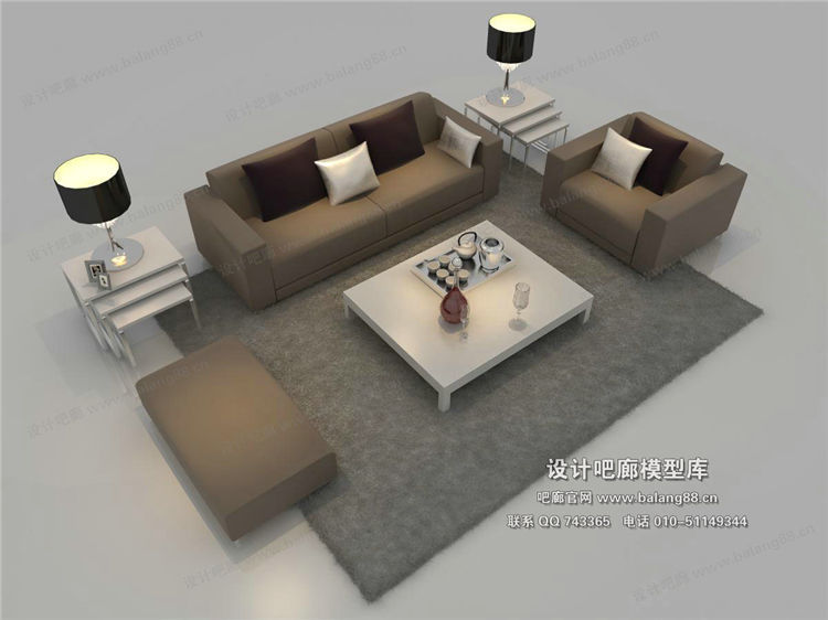 现代风格沙发组合3Dmax模型 (40)-1