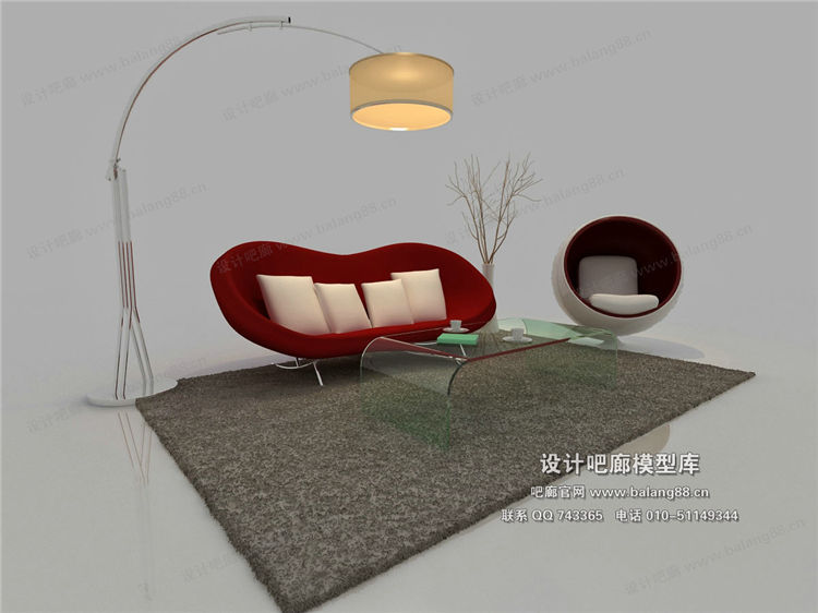 现代风格沙发组合3Dmax模型 (42)-1