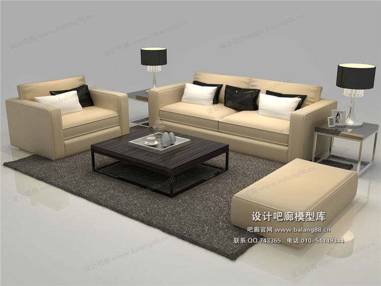 现代风格沙发组合3Dmax模型 (47)-1