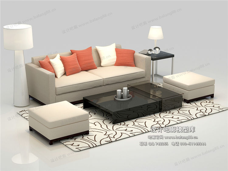 现代风格沙发组合3Dmax模型 (48)-1