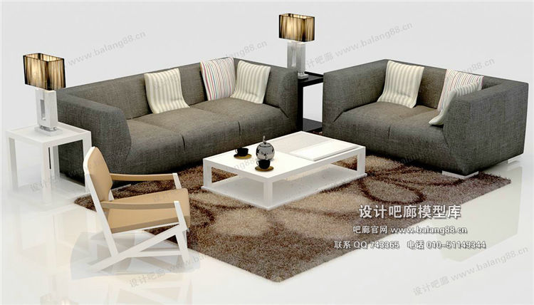 现代风格沙发组合3Dmax模型 (50)-1