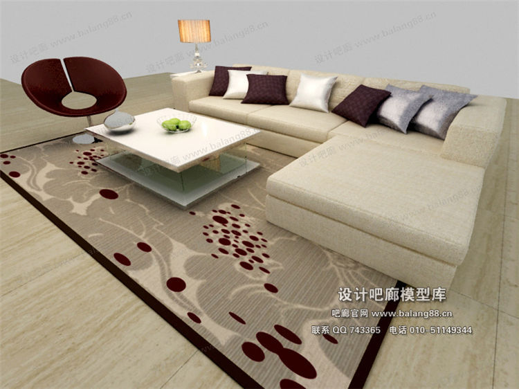 现代风格沙发组合3Dmax模型 (52)-1