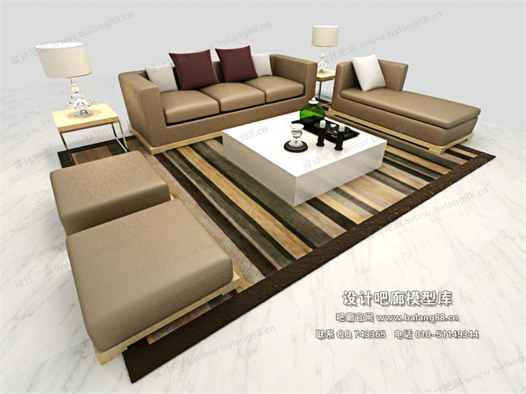 现代风格沙发组合3Dmax模型 (56)-1