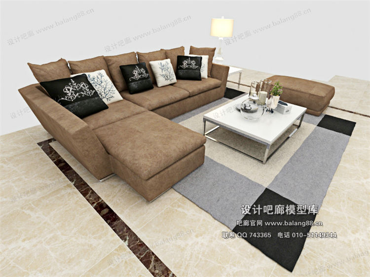 现代风格沙发组合3Dmax模型 (61)-1