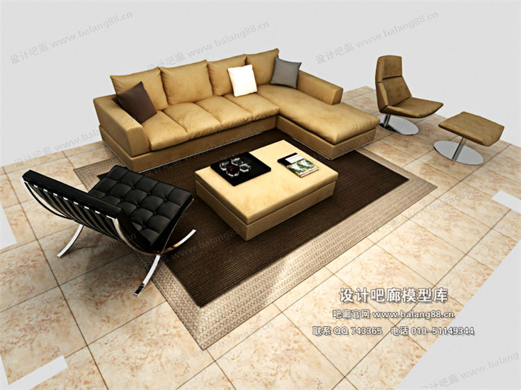 现代风格沙发组合3Dmax模型 (63)-1