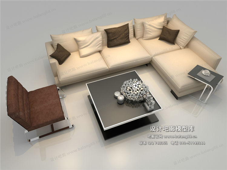 现代风格沙发组合3Dmax模型 (64)-1