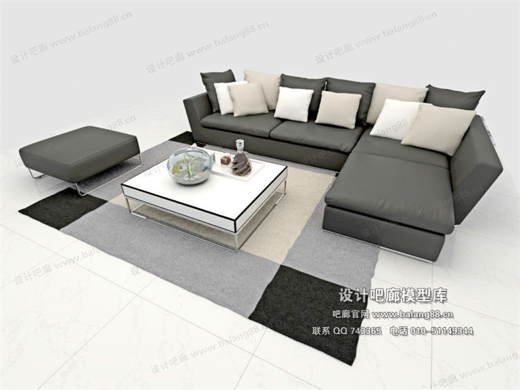 现代风格沙发组合3Dmax模型 (65)-1