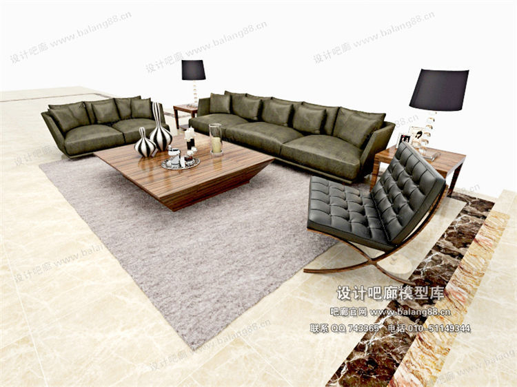 现代风格沙发组合3Dmax模型 (66)-1