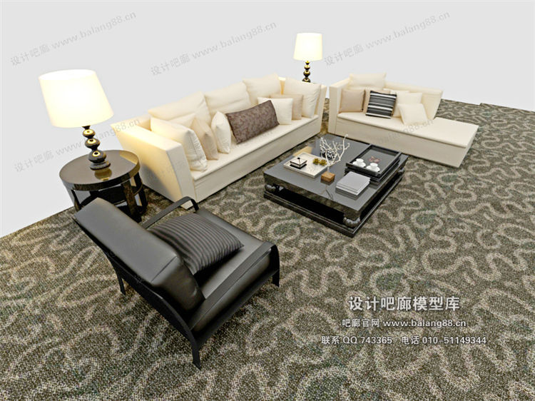 现代风格沙发组合3Dmax模型 (67)-1