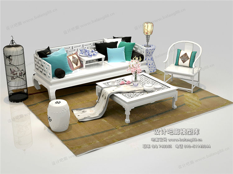中式风格沙发组合3Dmax模型 (12)-1