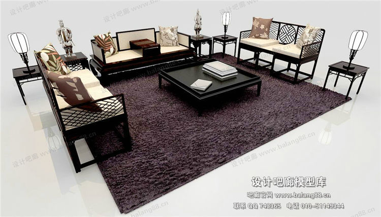 中式风格沙发组合3Dmax模型 (15)-1