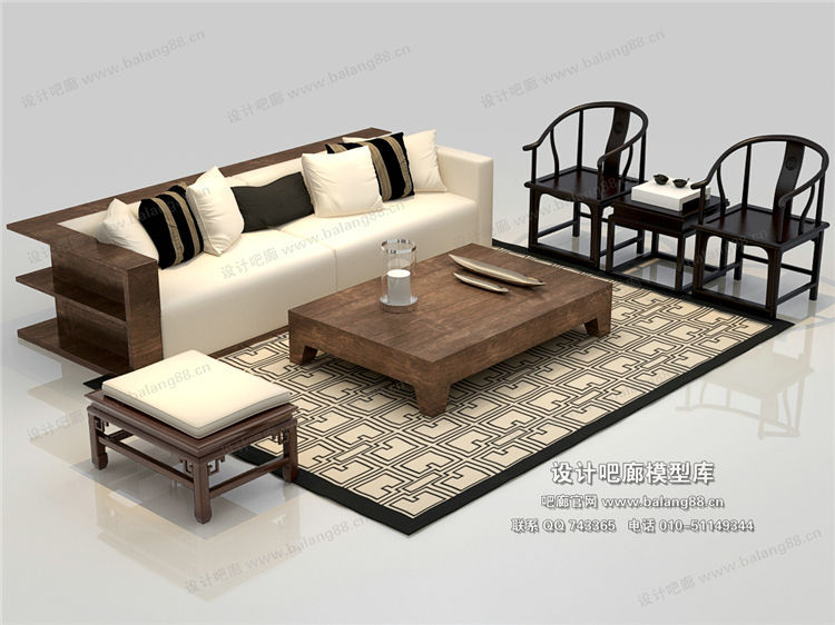 中式风格沙发组合3Dmax模型 (18)-1